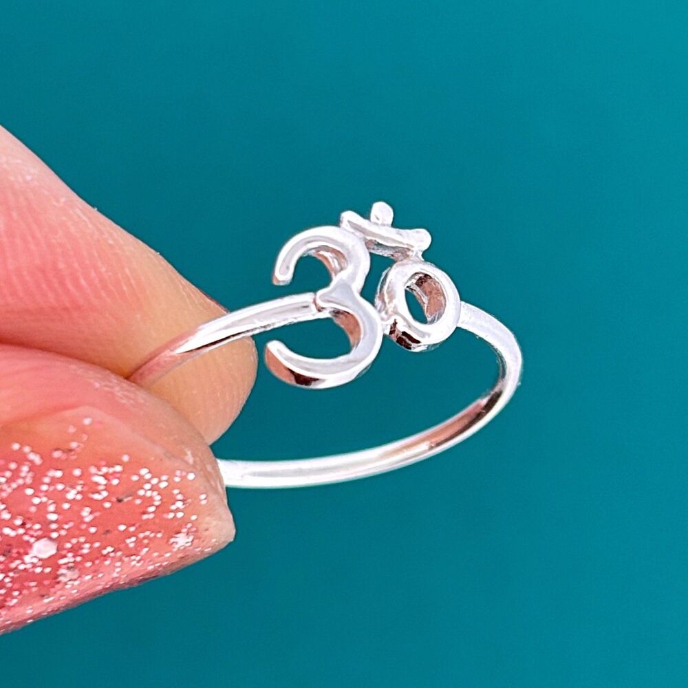 Dainty Om Sign Sterling Silver 925 Ring Sizes 5 - 9